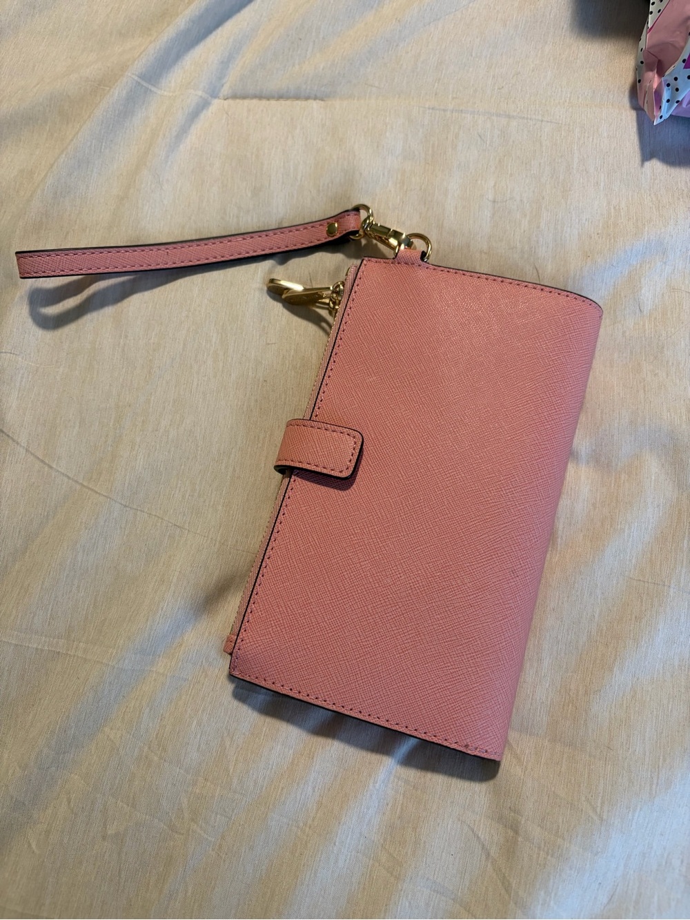 Michael Kors Pink Saffiano Leather Wristlet Clutch - Picture 3 of 3